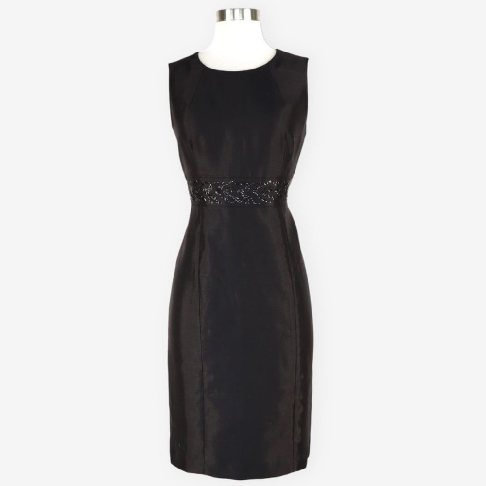 Kasper Black Sleeveless Sheath Midi Dress